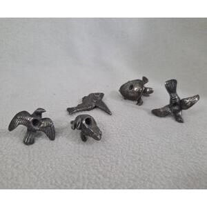 Vtg Set 5 Reed Barton Metal Animal Birthday Cake Candle Holders Frog Turtle Bird